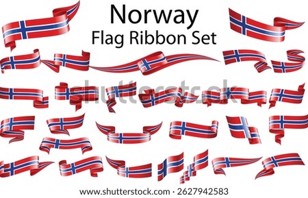 set of ribbon flags of Norway