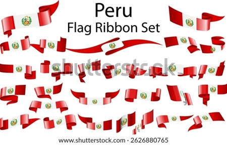 set of ribbon flags of Peru 