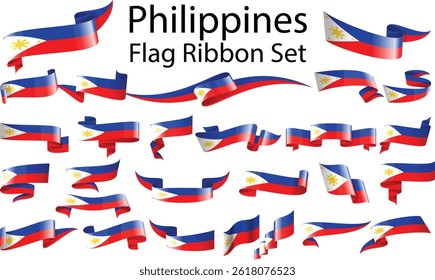 set of ribbon flags of the Philippines