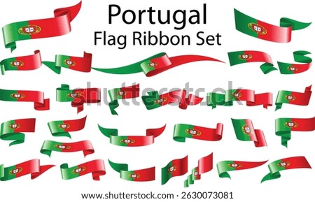 set of ribbon flags of Portugal 
