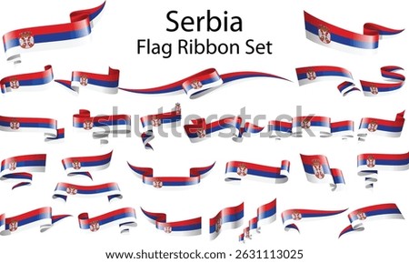 set of ribbon flags of Serbia 