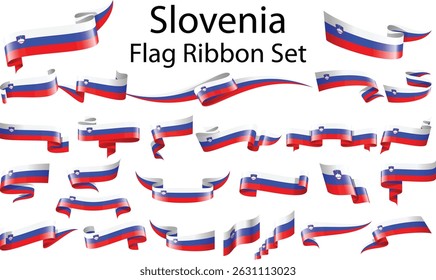 conjunto de bandeiras de fita da Eslovênia 