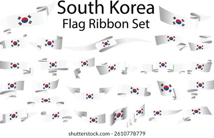 set of ribbon flags of South Korea