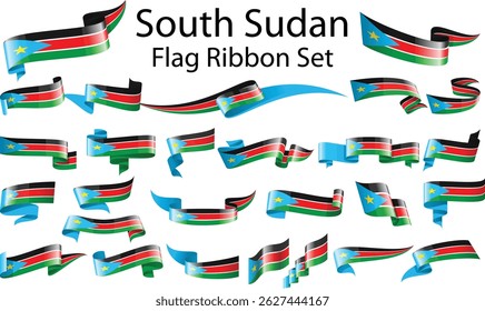 Satz von Bändchenflaggen des Südsudan