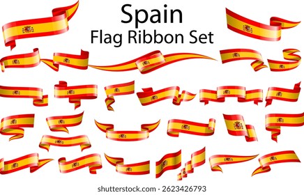 set of ribbon flags of Spain