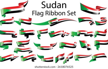set of ribbon flags of Sudan