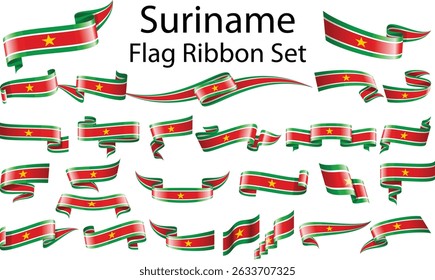 set of ribbon flags of Suriname 
