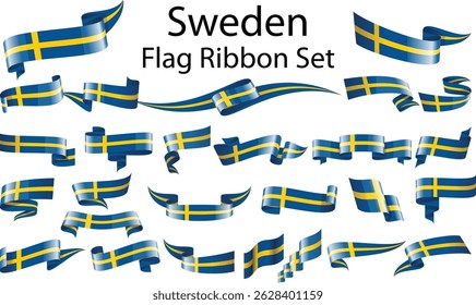 set of ribbon flags of Sweden