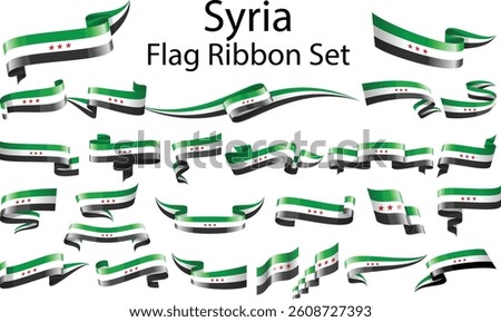 set of ribbon flags of Syria 