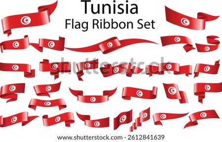 set of ribbon flags of Tunisia 