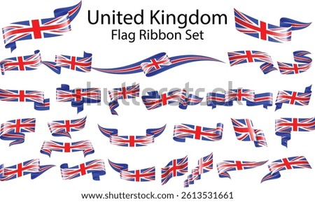 set of ribbon flags of United Kingdom