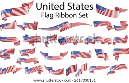 set of ribbon flags of the United States