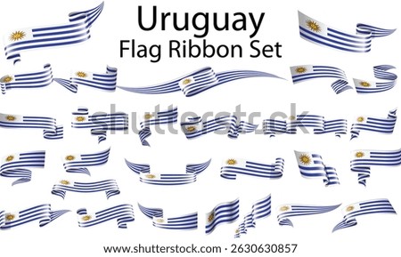 set of ribbon flags of Uruguay