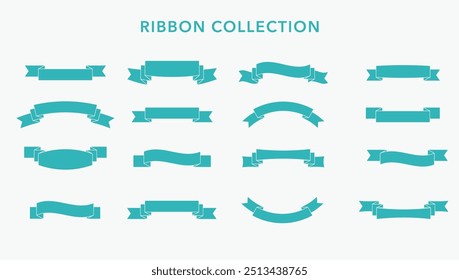 Set of ribbon flat banners set