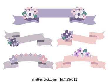 Conjunto de marcos de cinta decorados con ilustración hidrangea