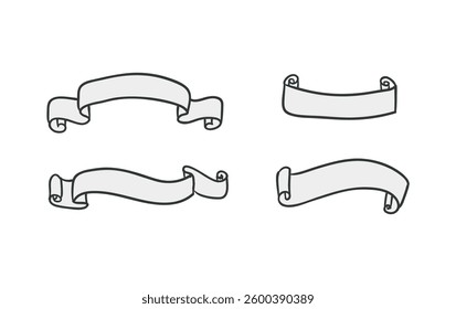 Set ribbon hand draw collection