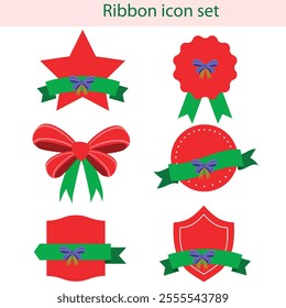 Set of ribbon icon set, bows isolated on white background
