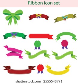 Set of ribbon icon set, bows isolated on white background