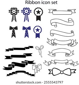 Set of ribbon icon set, bows isolated on white background