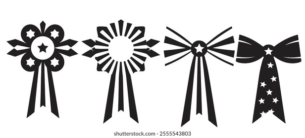 Set of ribbon icon set, bows isolated on white background