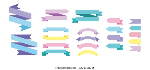 set ribbon labels banners collections 