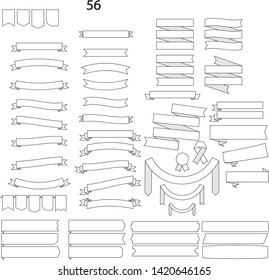 set of ribbon with line art style modern ribbon with different style to be used on logo or advertising