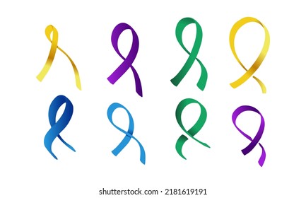 Set of Ribbon With Multicolor Vector Sign