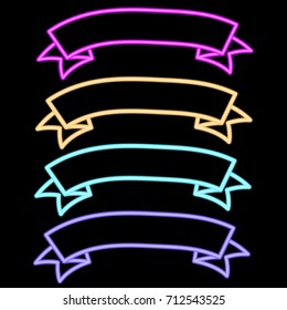 Set Ribbon Neon vector
