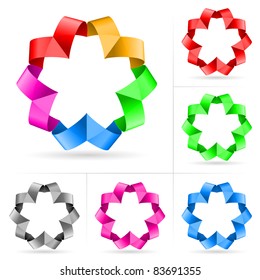Set of ribbon number eight on a white background for design.