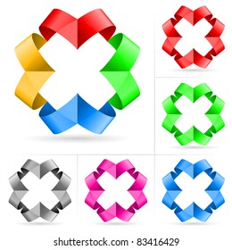 Set of ribbon number four on a white background for design.