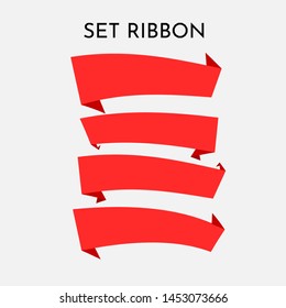 set ribbon with red color, shape ribbon vektor, banner web vektor