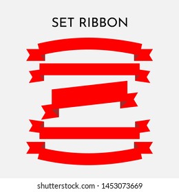 set ribbon with red color, shape ribbon vektor, banner web vektor