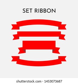 set ribbon with red color, shape ribbon vektor, banner web vektor
