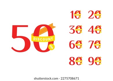 Set of ribbon sale discount and shopping design