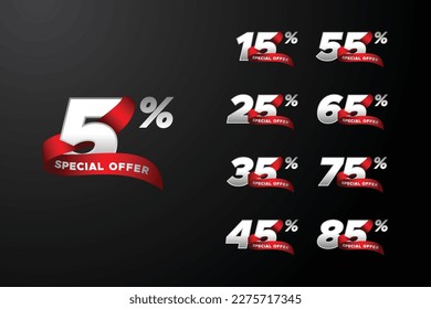 Set of ribbon sale discount and shopping design