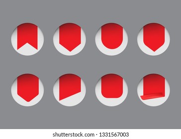 Set of ribbon tag label. Red ribbon in channel.