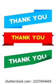 Set of ribbon with Thank You text. Banner template. Label sticker. Sign.
