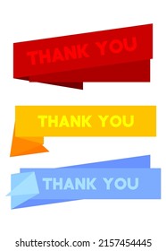 Set of ribbon with Thank You text. Banner template. Label sticker. Sign.