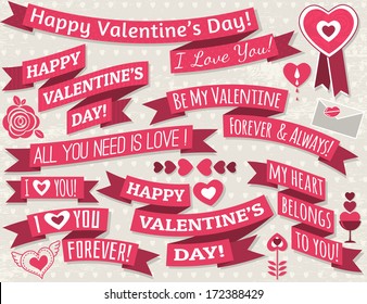 set of ribbon valentine's design, vector illustration