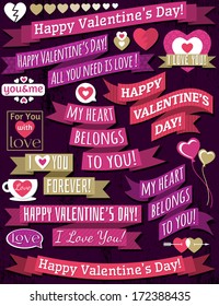 set of ribbon valentine's design, vector illustration