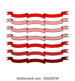 Red Ribbons Striperibbons Set Design Decoration Stock Vector (Royalty ...