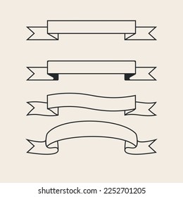 set ribbon vector line art logo design illustration