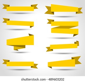 Set of ribbon vector, yellow banner 