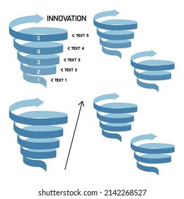 Set of ribbon-banded arrows ascending in a spiral INNOVATION