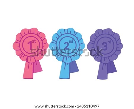 Set of ribbons with 1st 2nd 3rd places vector illustration isolated on white background