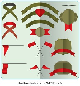 set of ribbons and badges