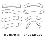 set of ribbons banner, outline style,on white background,Vector illustration. Place for your text. Ribbons for business and design. Design elements