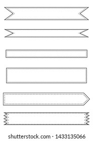 set of ribbons banner, outline style,on white background,Vector illustration. Place for your text. Ribbons for business and design. Design elements
