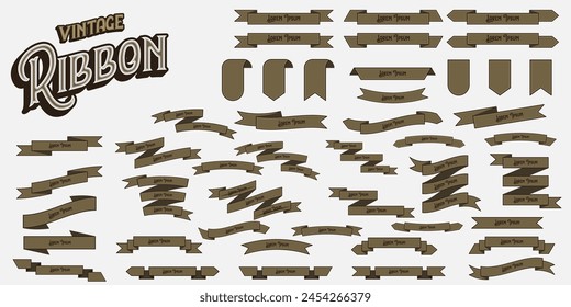 Set of ribbons  banners. Badge, banner, ribbon, flag, design element. Vector illustration.