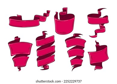 Set of ribbons, banners, badges, design elements on white background